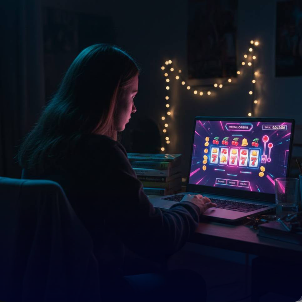Girl using online gambling site